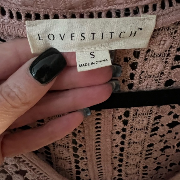 Love Stitch Boho Du Jour Crochet Blouse - Color Pink Size Small - Picture 6 of 8
